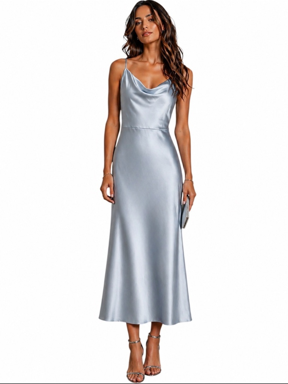 Jenny Yoo Sylvie Satin Maxi Dress Blue Size 12 Bridesmaid Formal